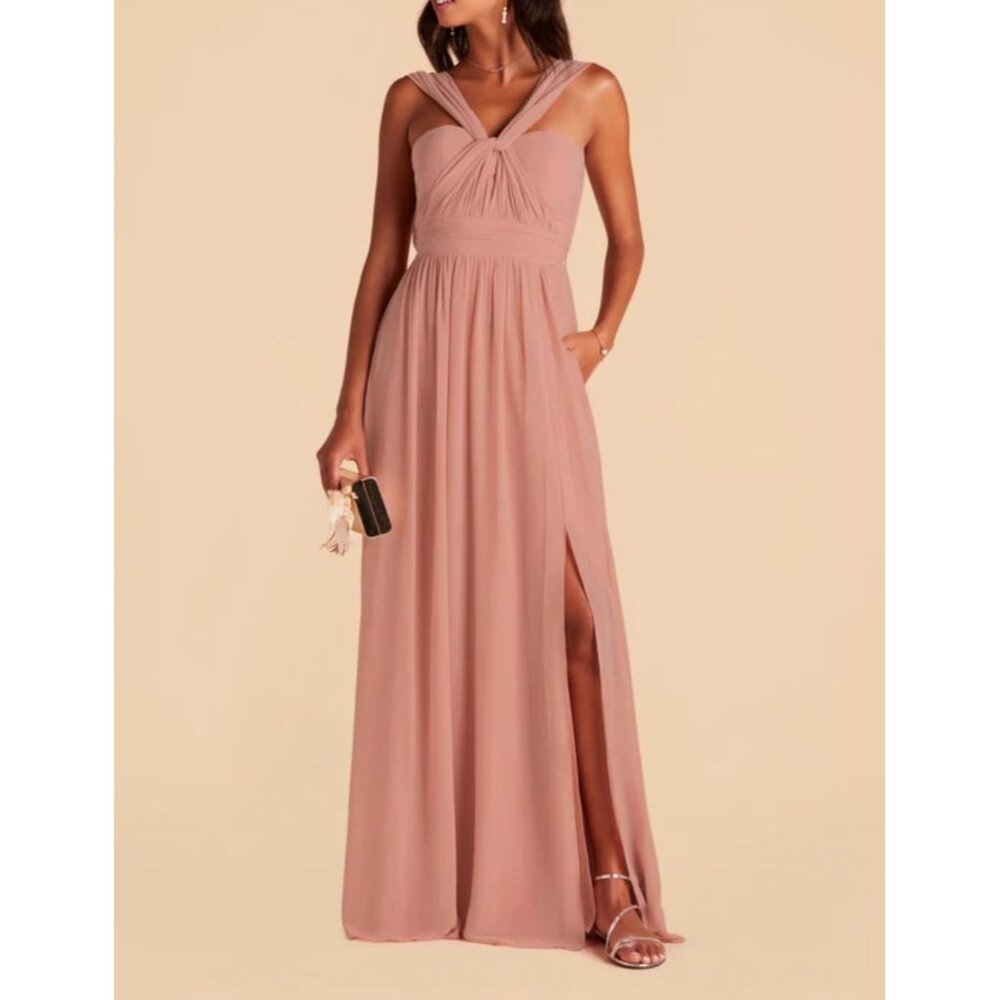 Birdy Grey Grace Convertible Dress Sz Small Womens Pink Chiffon Bridesmaid Prom